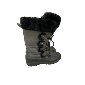 Khombu Women's Black Fur-Lined Winter lace up snow Boots size 8